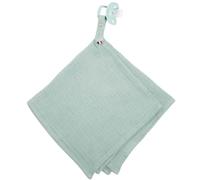 Sevira Kids – Doudou lange attache-tétine Jeanne – gaze de coton 40 x 40 cm – Vert de gris