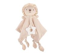 Doudou Bébé Naissance, Serviette de Bébé, Couverture de Sécurité Bébé, Doudou Peluche Bébé avec Jouet de Dentition, Doudou en Peluche de Coton pour Enfants Bébé Nouveau-né 0+ Ans (Lion)
