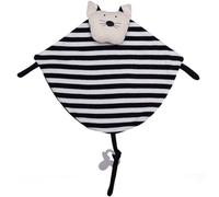 Doudou bio Plat Chat Noir et blanc Wooly Organic® Coton Bio 35 cm -