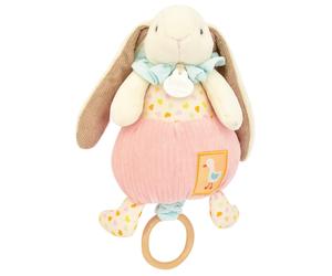 Doudou boîte à musique lapin Ciboulette 20 cm polyester collection DANS MON JARDIN rose