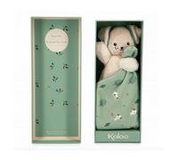 Doudou Carre douceur Chien Vert - 18 cm