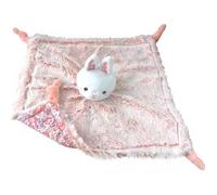 Doudou carré Lapinou - DOMIVA - Rose - Attache sucette - 28cm