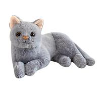 Doudou Chat Réaliste - 30 cm - Peluche Moelleuse - Chaton Couché - Véritable Chat Siamois - Jouet pour Enfants et Femmes