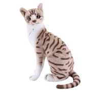 Doudou chat réaliste de 35 cm - Simulation poils courts - Jolie poupée chat - Peluche moelleuse - Chaton couché - Véritable peluche siamois - Jouet pour enfants et femmes