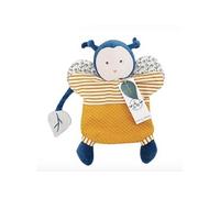 Doudou et Compagnie - Pollen l'abeille Bio - Marionnette - 25 cm - Cadeau de naissance - Jaune et beige - DC3849