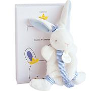 Doudou Coffret cadeau - Jouet avec porte sucette lapin 15 cm bleu