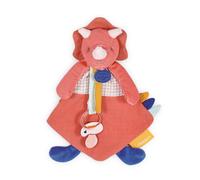 Doudou Coffret cadeau - Jouet avec porte-tétine dinosaure rose 23 cm
