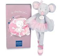Doudou Coffret cadeau - Peluche souris grise ballerine 30 cm