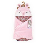DOUDOU ET COMPAGNIE - Nid d'Ange Douillet BOH'AIME FAON - Couverture Matière Peluche Rose et Fleuri - Pour Siège Auto, Cosi, Poussette - Bébé 0 à 6 Mois - 69 cm - Cadeau De Naissance - DC4031