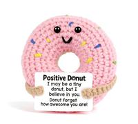 Doudou Crochet Donut Réconfortant avec Message Positif Cadeau | Style Kawaii, Petit Compagnon, Création Artisanale, Confort au Quotidien