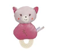 GIPSY TOYS - PELUCHE DOUDOU DE DENTITION CHAT - GAMME BAMBOO - 1ER ÂGE - IDEE CADEAU NAISSANCE BEBE - FILLE ET GARCON - 13 CM - ROSE ET GRIS