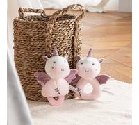 GIPSY TOYS - PELUCHE DOUDOU DE DENTITION LICORNE - GAMME BAMBOO - 1ER ÂGE - IDEE CADEAU NAISSANCE BEBE - FILLE ET GARCON - 13 CM - ROSE ET BLANC
