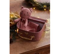 Doudou en gaze de coton personnalisable et sa valisette rose TU