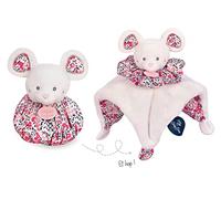Doudou et Compagnie – Balle d'éveil et doudou cocon 3 en 1 Les Petits Futés 25 cm Blanc et Fleurs