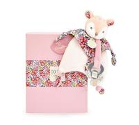 DOUDOU ET COMPAGNIE - BOH’AIME FAON Doudou Rose Attache Sucette - Peluche Ultra Douce - Avec Boîte Cadeau Fleurie - Idée Cadeau Naissance Fille - Lavable en Machine - Pour Bébé - DC4220