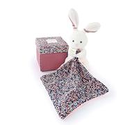 Doudou et Compagnie - BOH'AIME - Pantin Lapin avec Doudou - Boîte en Forme de Fleur - Rose - Idée Cadeau de Naissance Fille et Garçon - Garantie Doudou Perdu - DC4020