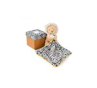 Doudou et Compagnie Peluche pantin BOH'AIME Lion avec doudou - Boîte fleur beige - DC4018