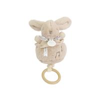 Doudou ET Compagnie - Boîte à Musique Lapin Doudou Beige - Peluche Musicale Ultra Douce Bébé avec Anneau Bois - Doudou Veilleuse Berceuse pour Endormir Bébé - Idée Cadeau Naissance - DC4370