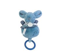 Doudou et Compagnie - Boîte à Musique Lapin Doudou Bleu - Peluche - DC4368 | Anneau en Bois - Doudou Veilleuse Berceuse pour Endormir Bébé - Dès la Naissance - Avec Boîte Cadeau - Idée Cadeau Naissance