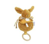Doudou et Compagnie - Boîte à Musique Lapin Doudou Ocre - Peluche Musicale Ultra Douce Bébé avec Anneau Bois - Doudou Veilleuse Berceuse pour Endormir Bébé - Idée Cadeau Naissance - DC4369