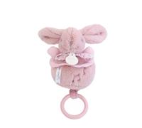Doudou et Compagnie - Boîte à Musique Lapin Doudou Rose - Peluche - DC4366 | Anneau en Bois - Doudou Veilleuse Berceuse pour Endormir Bébé - Dès la Naissance - Avec Boîte Cadeau - Idée Cadeau Naissance