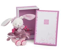 DOUDOU ET COMPAGNIE - Hochet - Cerise le Lapin - Boîte Cadeau - Doudou Rose - Grelot - Idée Cadeau de Naissance Fille - Garantie Doudou Perdu - DC2700