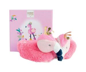 Doudou et Compagnie - Chaussons Bébé Fille Flamant Rose - Tropicool - 0/6 Mois - Rose - DC3442