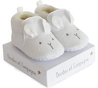 Doudou et Compagnie - Chaussons Lapins Bébé - blanc - Petits Chaussons Tout Doux et Chauds - avec Boite Cadeau - Lavable à 30° - Dès la Naissance - Idée Cadeau de Naissance pour Bébé - DC3707