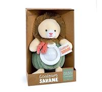 DOUDOU ET COMPAGNIE - Couleurs Savane - Veilleuse Peluche Lion 15 cm - Lumière Apaisante Pour Bébé Dès la Naissance - Boîte Cadeau Kraft - Garantie Doudou Perdu - Idée Cadeau Naissance - DC4070