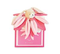 Doudou et Compagnie - Doudou Lapin Plat - Doudou Format Carré Pétale - 28 cm - Rose - Idée Cadeau De Naissance Bébé Fille - Doudou Collector avec Boite Cadeau - Garantie Doudou Perdu - DC2791