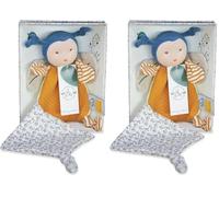 Doudou et Compagnie - Doudou Attache Tétine, Sucette - Abeille Pollen - en Coton Bio - Jaune - Boite Cadeau - 17 Cm - Idée Cadeau de Naissance Fille et Garçon - Garantie Doudou Perdu - DC3847