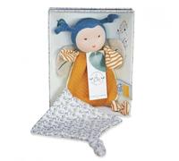 Doudou et Compagnie - Doudou Attache Tétine, Sucette - Abeille Pollen - En Coton Bio - Jaune - Boite Cadeau - 17 Cm - Idée Cadeau de Naissance Fille et Garçon - Garantie Doudou Perdu - DC3847