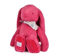 Doudou et Compagnie - Doudou Bébé Lapin Fleurette Fuchsia 50 cm - Grande Peluche Ultra Douce au Bandana Fleuri - Compagnon Réconfortant XL - Idée Cadeau Naissance Fille Garçon Nouveau-né - DC4597