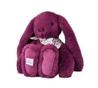 Doudou et Compagnie Peluche Lapin Fleurette Prune 35 cm