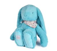 Doudou et Compagnie - Doudou Bébé Lapin Fleurette Turquoise 50 cm - Grande Peluche XL Ultra Douce avec Bandana Fleuri - Idée Cadeau Naissance Bébé Fille Garçon XL - Lavable à 30° -DC4598