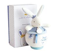 Doudou et Compagnie - Doudou Boîte à Musique Bébé - 14 cm - Bleu et Blanc - Cadeau De Naissance - Lapin Matelot - DC3520