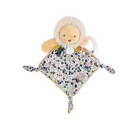 Doudou et Compagnie - Doudou Hochet Lion Liberty - Boh'aime - Ocre - DC4223 | Tissu Liberty - Peluche Sensorielle et Éveil - Hochet Intégré - Ultra Doux - Avec Boîte Cadeau - Idée Cadeau Naissance Bébé