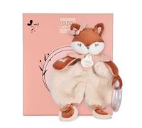 DOUDOU ET COMPAGNIE - Doudou Hochet Mina Renard -18 cm - Peluche Bébé avec Grelot Intégré - Éveil Sensoriel Doux - Idée Cadeau Naissance Mixte Rose et Blanc - Lavable en Machine 30° - DC4687