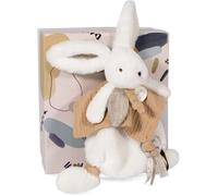 Doudou et Compagnie - Doudou Lapin - 25 cm - Blanc/Sable - Lapin Pompon Naturel - Idée Cadeau - Happy Wild - Happy Doudou To You