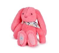 Doudou et Compagnie - Doudou Lapin Fleurette Corail 25 cm - Petit Doudou Bébé avec Bandana Fleuri - Cadeau Naissance Bébé Fille Garçon - Compagnon Câlins et Éveil - Lavable en Machine - DC4593