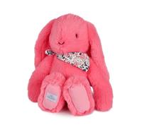 Doudou et Compagnie - Doudou Lapin Fleurette Corail 35 cm - Doudou Bébé Moelleux au Bandana Fleuri - Idée Cadeau Naissance Fille Garçon - Compagnon Sommeil Douillet - Lavable Machine - DC4596