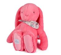 Doudou et Compagnie - Doudou Lapin Fleurette Corail 50 cm - Grand Doudou Bébé au Bandana Fleuri - Compagnon Câlins et Réconfort - Idée Cadeau Naissance Bébé Fille Garçon Format XL - DC4599