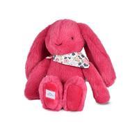 Doudou et Compagnie - Doudou Lapin Fleurette Fuchsia 25 cm - Petit Doudou Bébé au Bandana Fleuri - Idée Cadeau Naissance Fille Garçon - Compagnon Sommeil Rose Vif Ultra Doux - DC4591