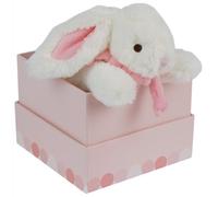 Doudou et Compagnie – Doudou lapin mouchoir DC3337 – Rose 10 cm, boîte ouverture fleur