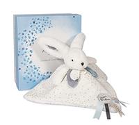 DOUDOU ET COMPAGNIE - Doudou Lapin Plat Pompon Blanc - 25 cm - Collection Happy Glossy - Peluche Douceur Exceptionnelle - Avec Boite Cadeau - Idée Cadeau Naissance - Garantie Doudou Perdu - DC3742