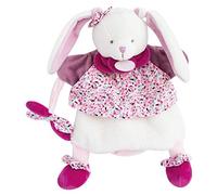 DOUDOU ET COMPAGNIE - Doudou Marionnette Lapin - 28 cm - Rose Lapin Cerise - Doudou Peluche Marionnette À Main - Cadeau Naissance Pour Fille Et Garçon - Dès La Naissance - DC3080