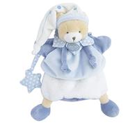 Doudou et Compagnie – Doudou marionnette à main Ours Petit Chou 28 cm Bleu/Blanc très doux DC3081