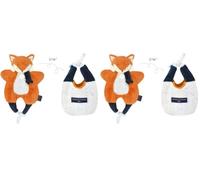 Doudou et Compagnie - Doudou Peluche Sac Renard- Tout Doux en Orange - Taille 30 cm - Collection Petits Futés - Idée Cadeau pour Enfants et Bébé - Garantie Doudou Perdu - DC3828 (Lot de 2)
