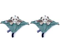 DOUDOU ET COMPAGNIE - Doudou Plat - 30 cm - Collection Panda Vert - Vert et Panda - Marionnette à Doigt Intégrée - Idée Cadeau Naissance pour Filles et Garçons - Peluche Éveil de l'enfant - DC4056