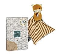 DOUDOU ET COMPAGNIE - Doudou Plat Bébé Renard - Collection Pollen L'Abeille Bio - En Coton Bio - 20 Cm - 3 Modèles Aléatoires Pour Bébé - Idée Cadeau de Naissance avec Boîte Cadeau - DC3841